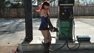 Slutty Kelly posing on streets